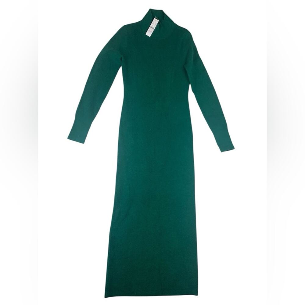 J. Crew size small green ribbed Long Sleeve Dress new Christmas holiday photo